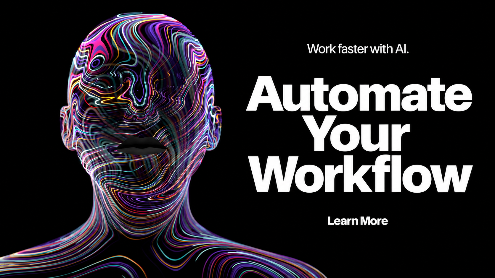 Automate your workflow with AI — neon line-art portrait